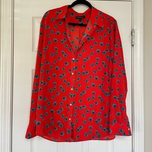 Banana Republic Red Floral Button Down